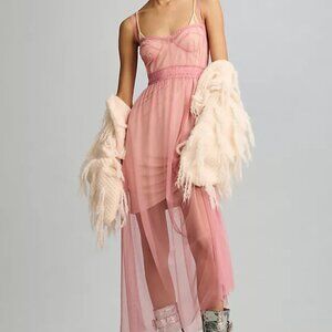 By Anthropologie Sheer Corset Slip Dress Size small